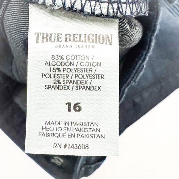 True Religion Geno Relaxed Slim Dark Wash Denim Jean Shorts Size 16 - Picture 6 of 7
